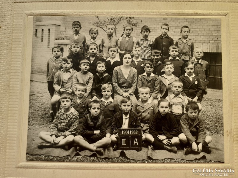Régi gyerekfotó csoportkép vintage fénykép iskolai osztálykép 1931-32