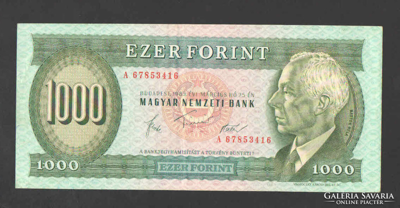 1000 forint 1983. "A".  VF+!!  GYÖNYÖRŰ!!