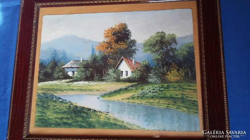 Without a watercolor name depicting two farm landscapes, in the same frame