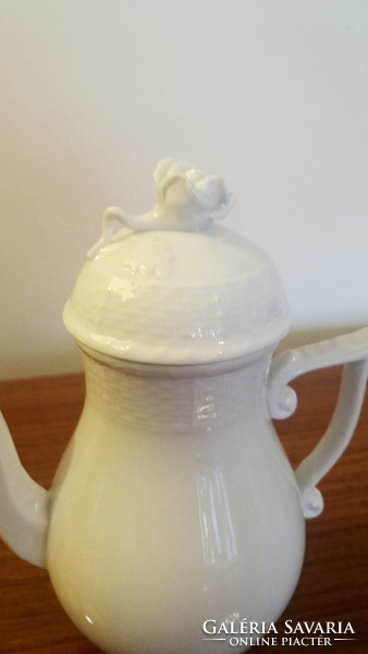 Old white Herend porcelain small coffee pot with mocha spout 15 cm