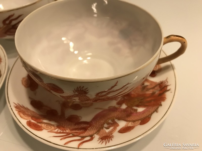 Japanese eggshell porcelain tea cups with a dragon pattern
