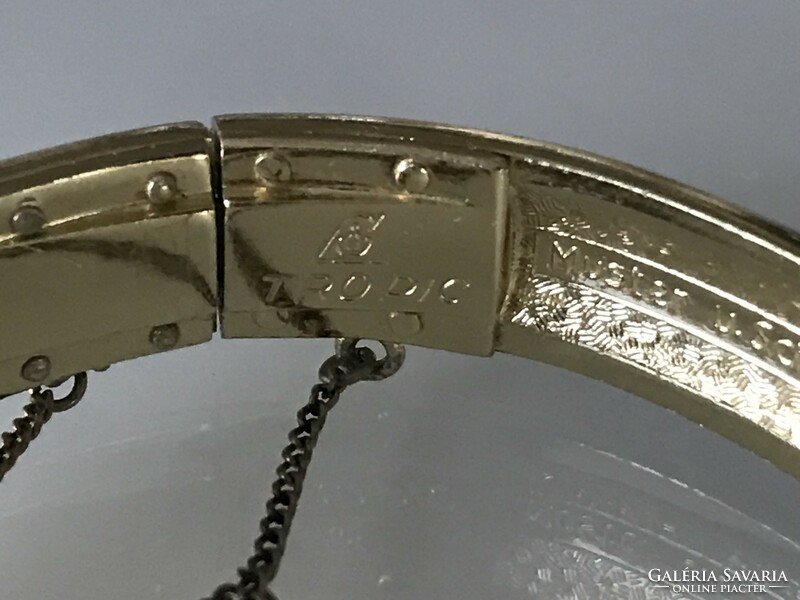 Vintage laparanyozott Muster und Schloss márkájú karkötő biztonsági lánccal, 6 cm belső átmérő