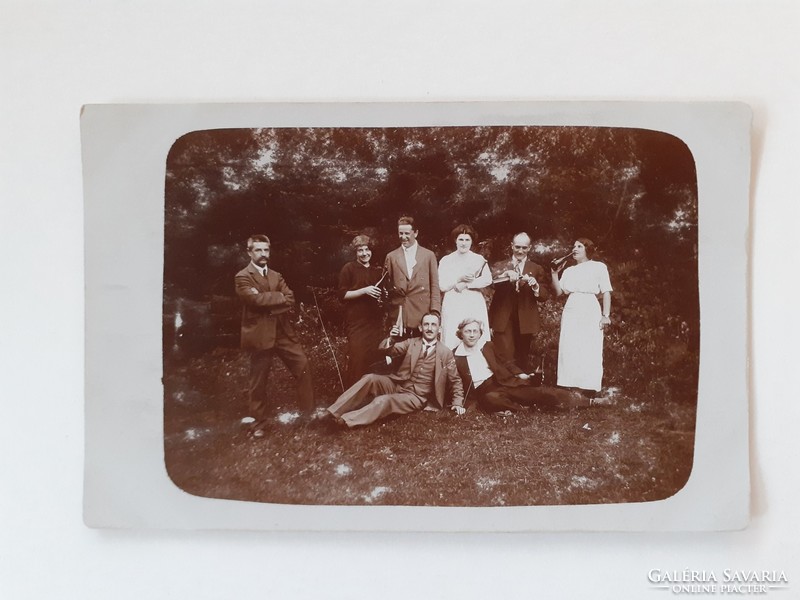 Old photo circa 1920s vintage picnic group photo photo postcard