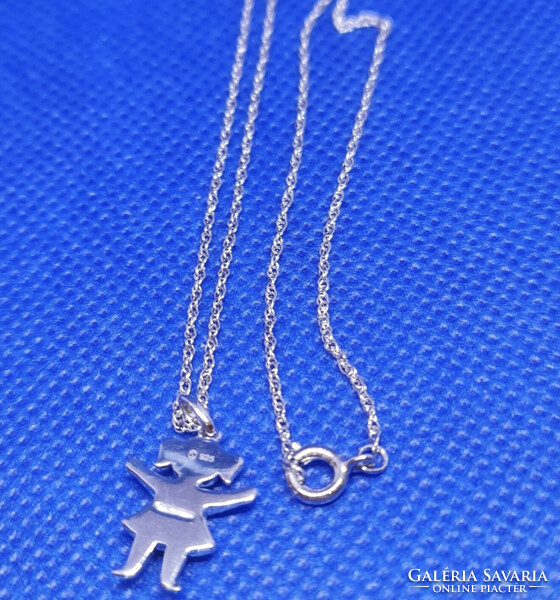 New, modern diamond-silver baby girl pendant with necklace for a fraction of the retail price!