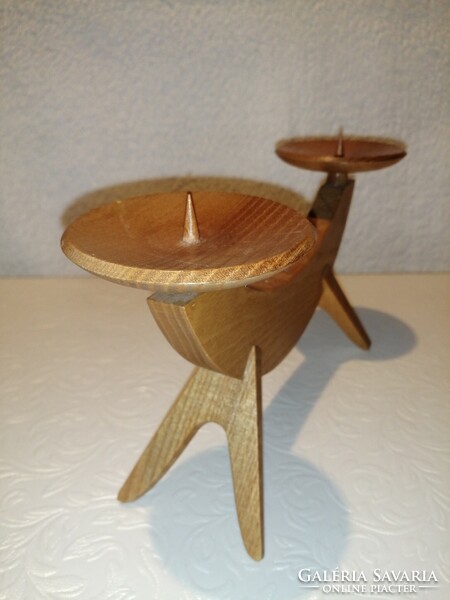 Two-branched, table candle holder, wooden, decoration.
