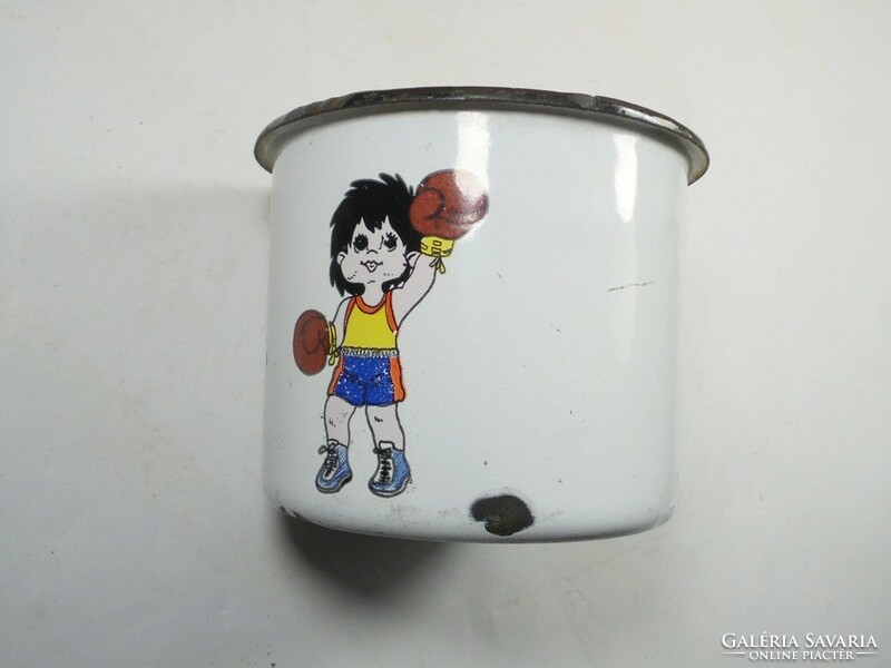 Retro enameled mug - fairy tale pattern - box boxer - from the 1970s