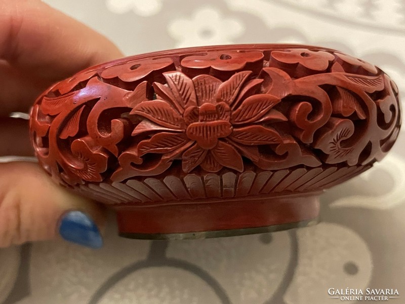 Chinese red lacquer ashtray