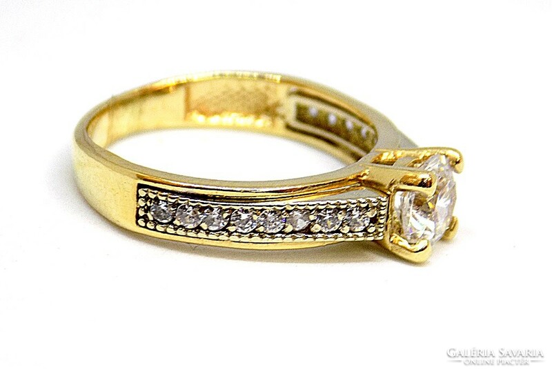 Gold solitaire ring with stones (zal-au111972)