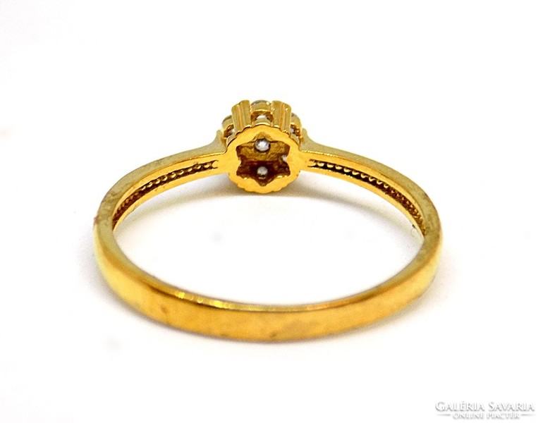 Gold ring with stones and flowers (zal-au112243)