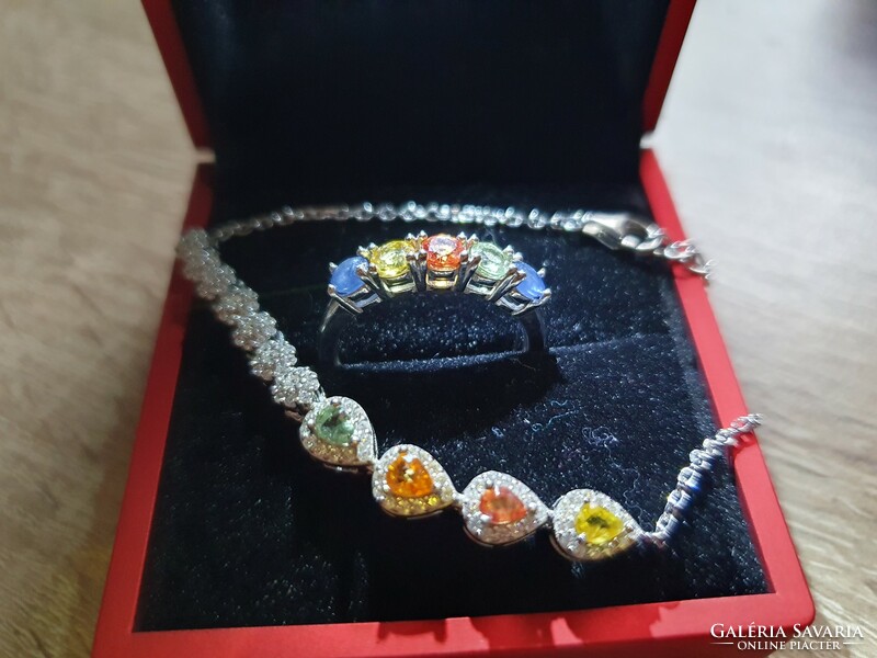 Real, natural colored sapphire jewelry set - Christmas offer
