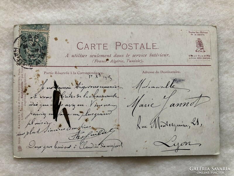 Antik, szignózott képeslap - 1905                          -2.