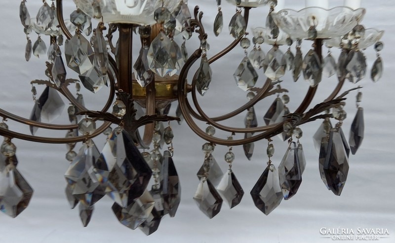 Copper chandelier set with smoky quartz colored pendants