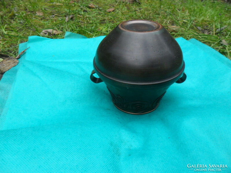 Art deco old red copper ear cup