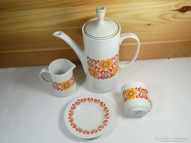 Old retro lowland porcelain tea coffee set, flower pattern, approx. From the 1970s