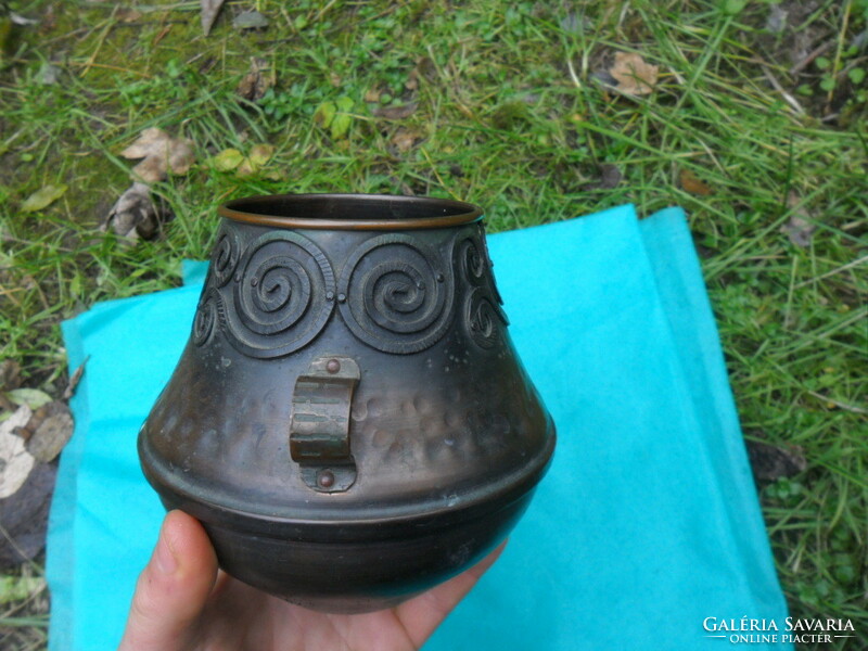 Art deco old red copper ear cup