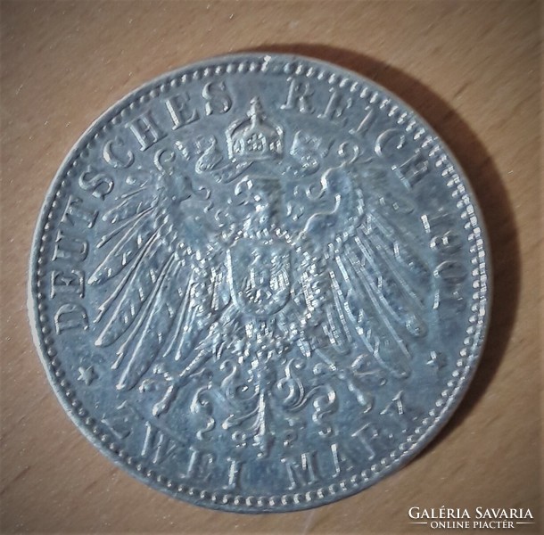Poroszország II. Vilmos (1888-1918) .900 ezüst 2 márka 1901, Monarchia