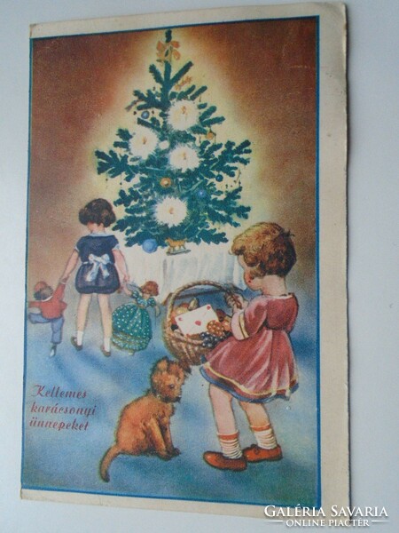 D192325 old postcard - Merry Christmas - Mezőgyan 1949