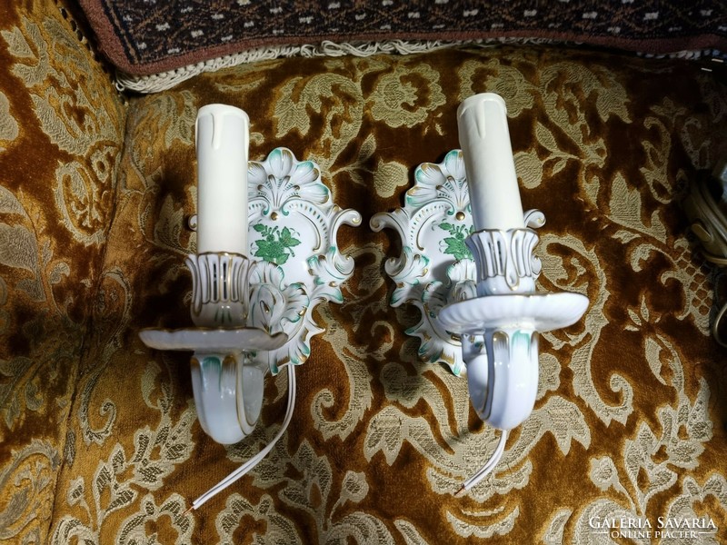 2 Herend porcelain wall levers