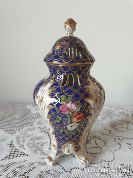 Beautiful porcelain vase with lid marked Sevres