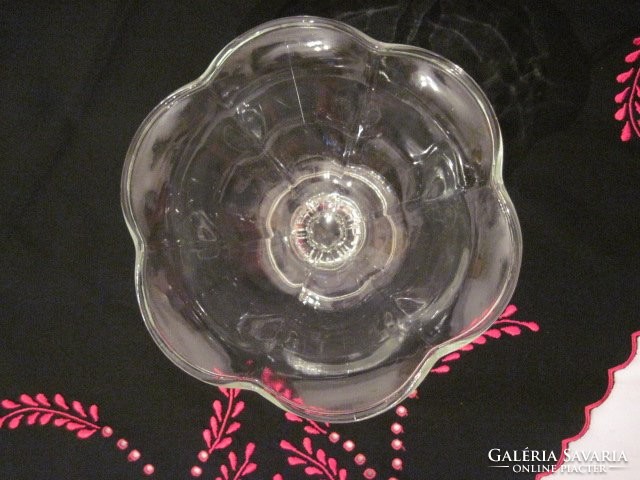 Régi üveg kehely vastagfalú üveg asztalközép kínáló 15 x 17 cm