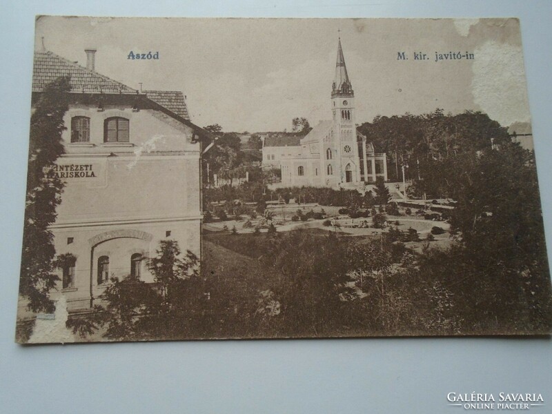 D192359   Régi képeslap -ASZÓD  - Magyar királyi javítóintézet  1920k   sérült lap