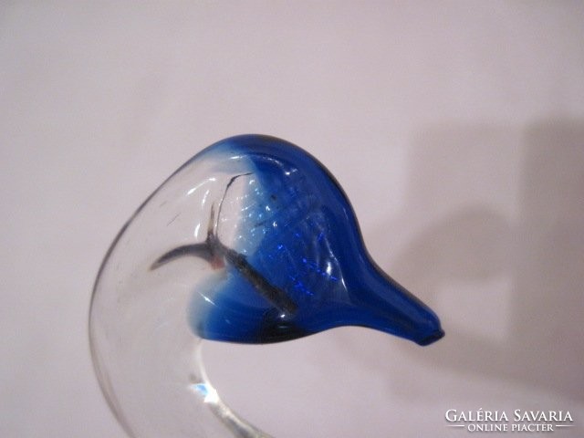 Glass swan-shaped ashtray blue ashtray 14 x 11 cm
