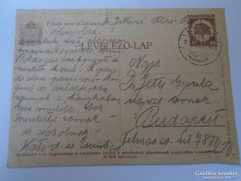 D192534  Levelezőlap - 1933 Alsóőrs  - Dr Jetts Gyula  ügyvéd  Budapest