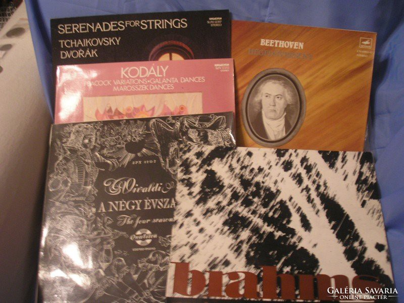 5 db Nagy Hanglemezek Kodály,Brahms Beethoven,Vivaldi,Liszt