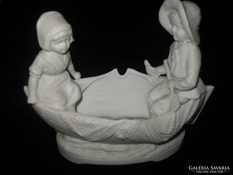 Austria bisque, functional porcelain, rowing in a boat 17 cm
