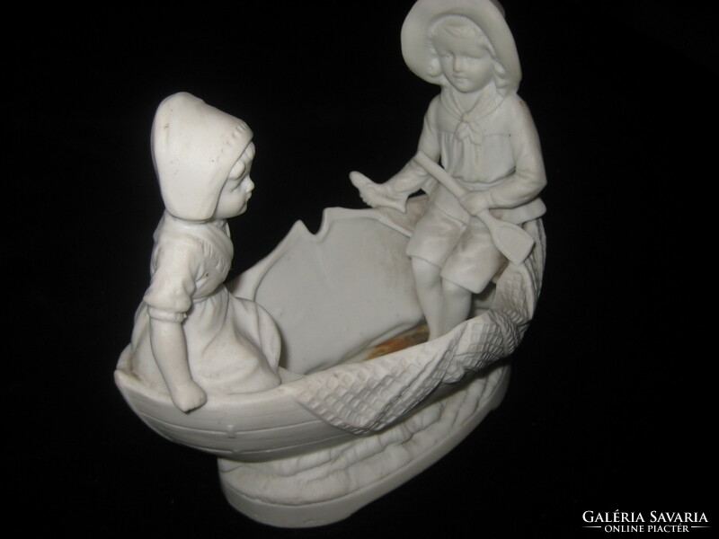 Austria bisque, functional porcelain, rowing in a boat 17 cm