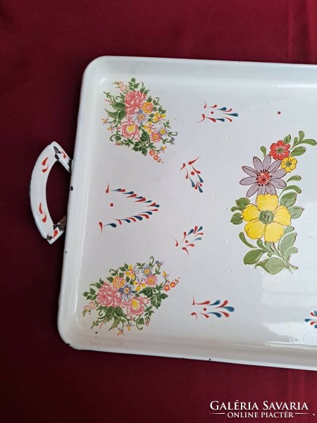Enameled enameled rare floral tray floral pattern rustic decoration, nostalgia piece