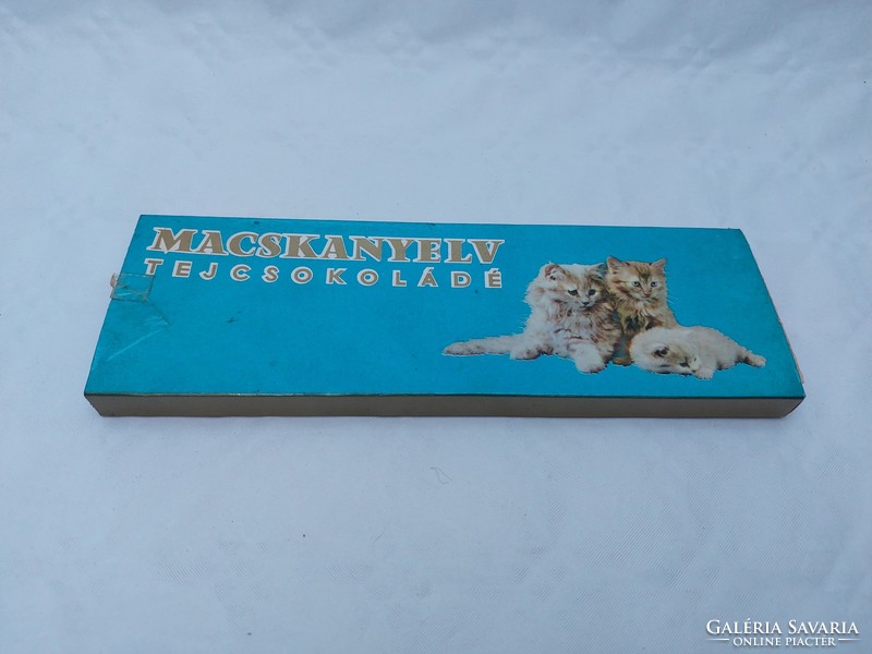 Retro csokis doboz 1972 Macskanyelv tejcsokoládé Duna Csokoládégyár