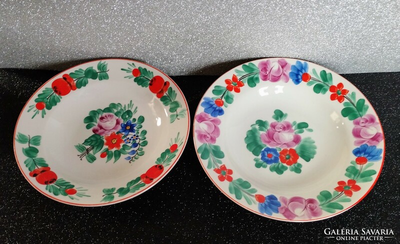 2 Hand-painted ceramic decorative plates from North Korea