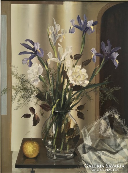 Viola Záborszky (1935 - 2008) flower still life c. Your painting with an original guarantee!