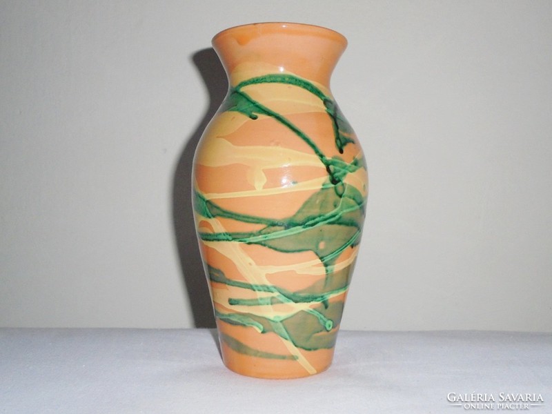 Váza - Népi népművészeti kézműves  agyag, cserép, kerámia - 20 cm magas