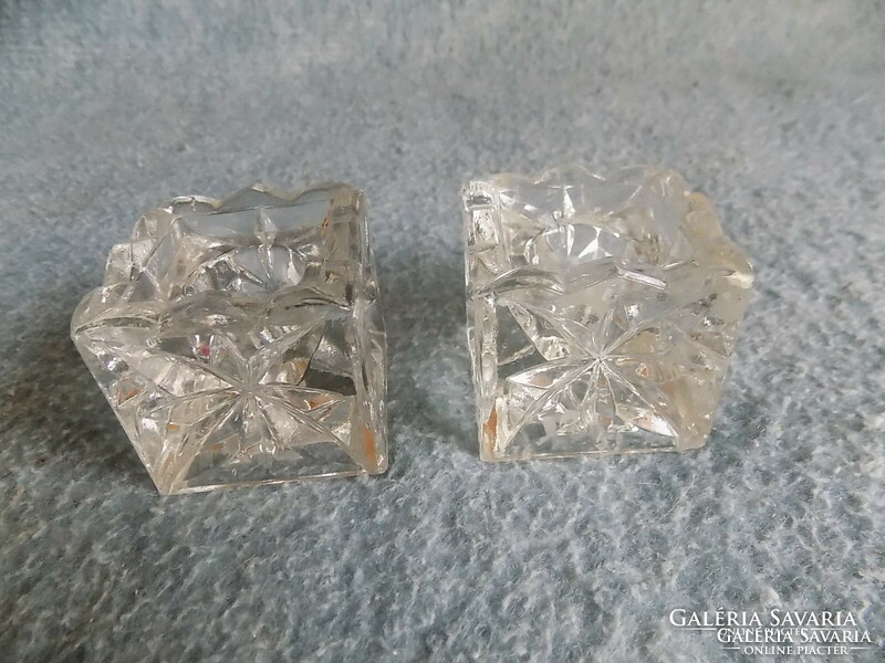 Retro glass cube candle holder pair 5*5*5 cm (12/d)