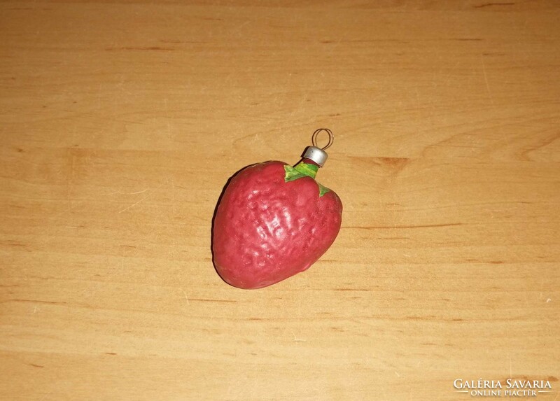 Retro üveg eper szamóca karácsonyfadísz 5 cm magas