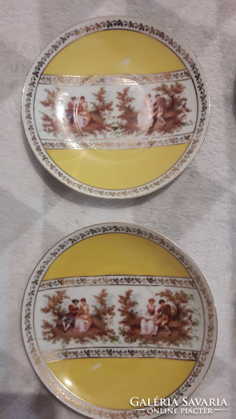 Altwien romantikus jelenetes, életképes porcelán tányér szett (M3146)
