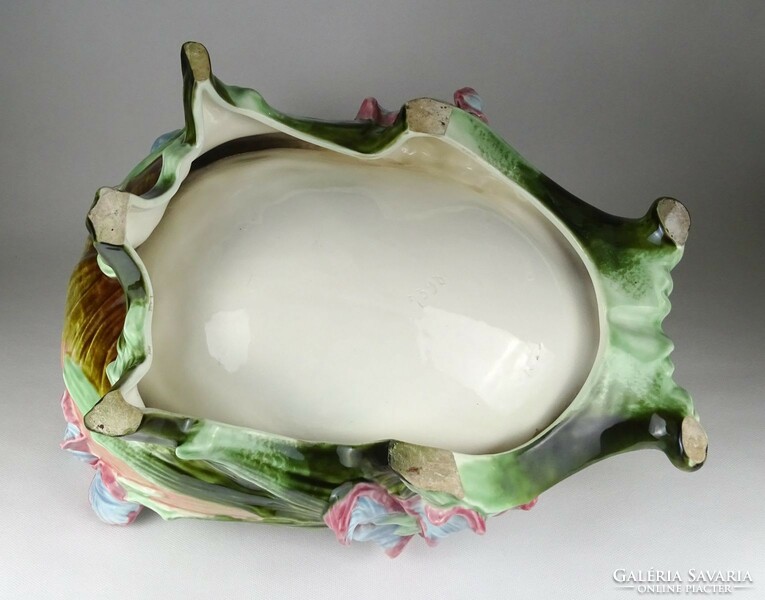 1L426 antique large swan decorative majolica centerpiece serving bowl 30 x 40 cm
