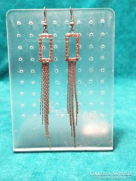 Long earrings with white rhinestones (644)