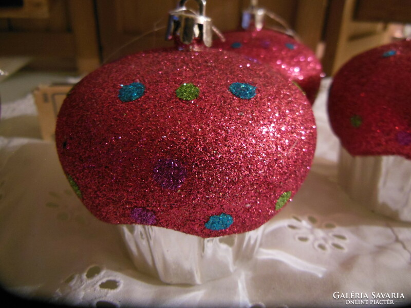 Christmas tree decoration - new - huge muffin - 8 x 8 cm - thick glitter - German - perfect