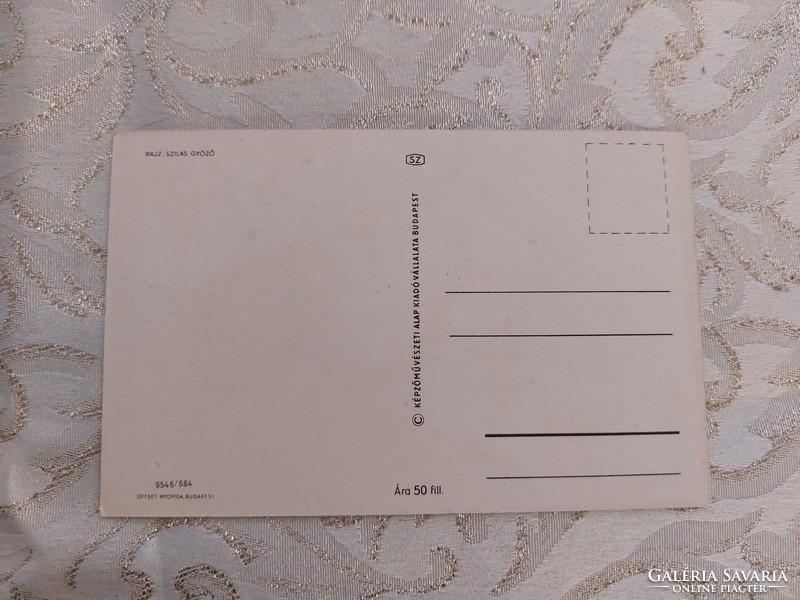 Régi újévi képeslap 1968 rajzos levelezőlap kéményseprő lóhere hordó
