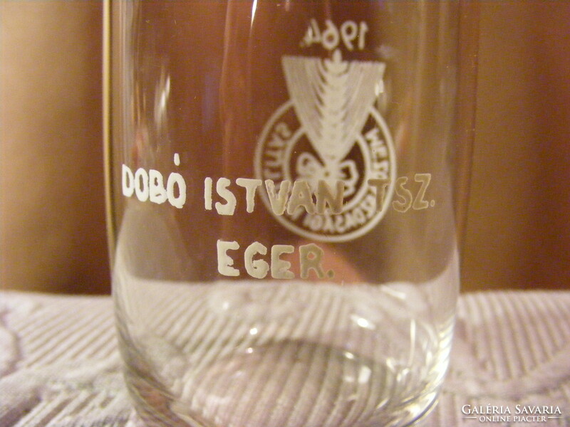 Glass cup - 1964 agricultural exhibition - istván dóbó tsz eger