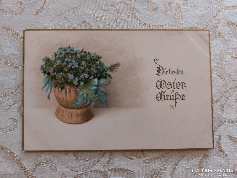 Régi képeslap 1917 levelezőlap virágmotívum nefelejcs