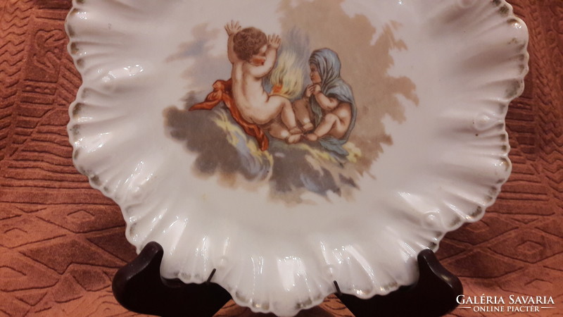 Antik puttós porcelán tányér, falitányér 2 (M3238)