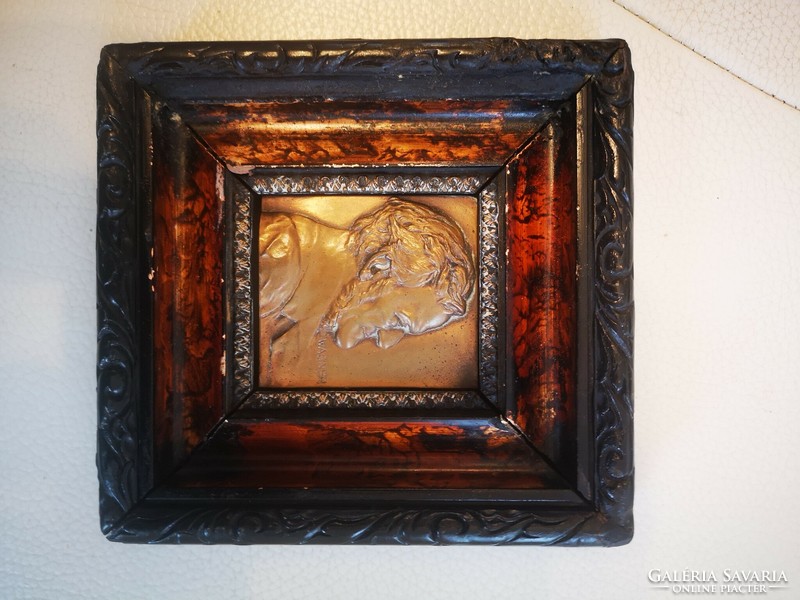 Bronze Wagner plaque with bronze portrait framed