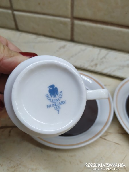 Hollóháza porcelain coffee set for sale! 4 porcelain coffee cups with small plates