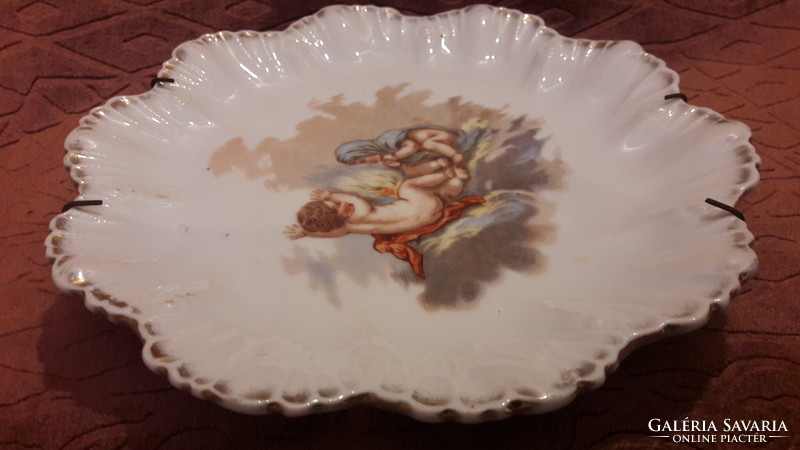Antik puttós porcelán tányér, falitányér 2 (M3238)
