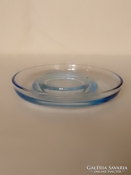 Különleges halványkék ovális kör aszimmetrikus modern stílusú vastag öntött üveg gyertyatartó mécses