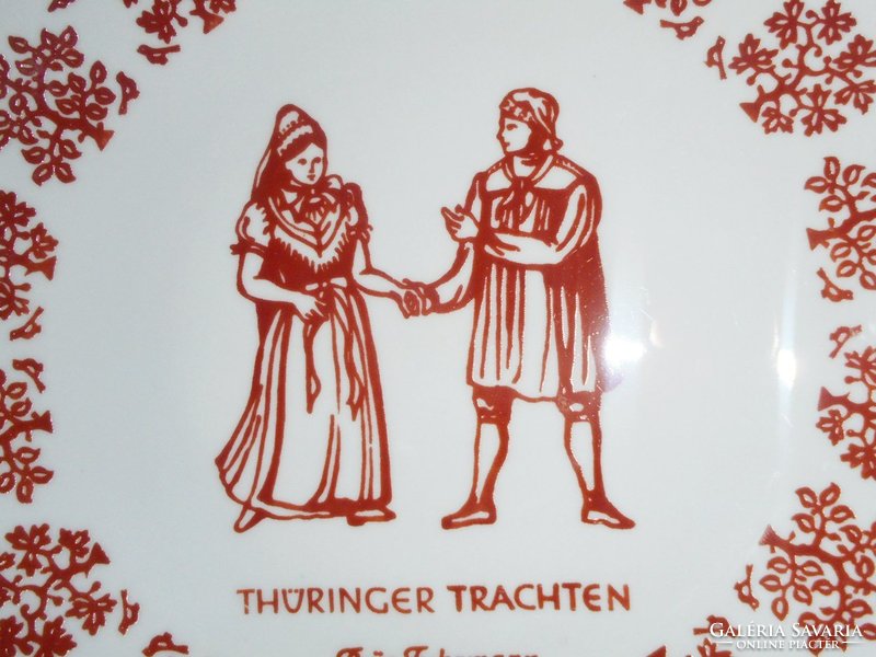 Retro Keletnémet GDR német porcelán tányér - Türingia emlék szuvenír - Lichte porcelán